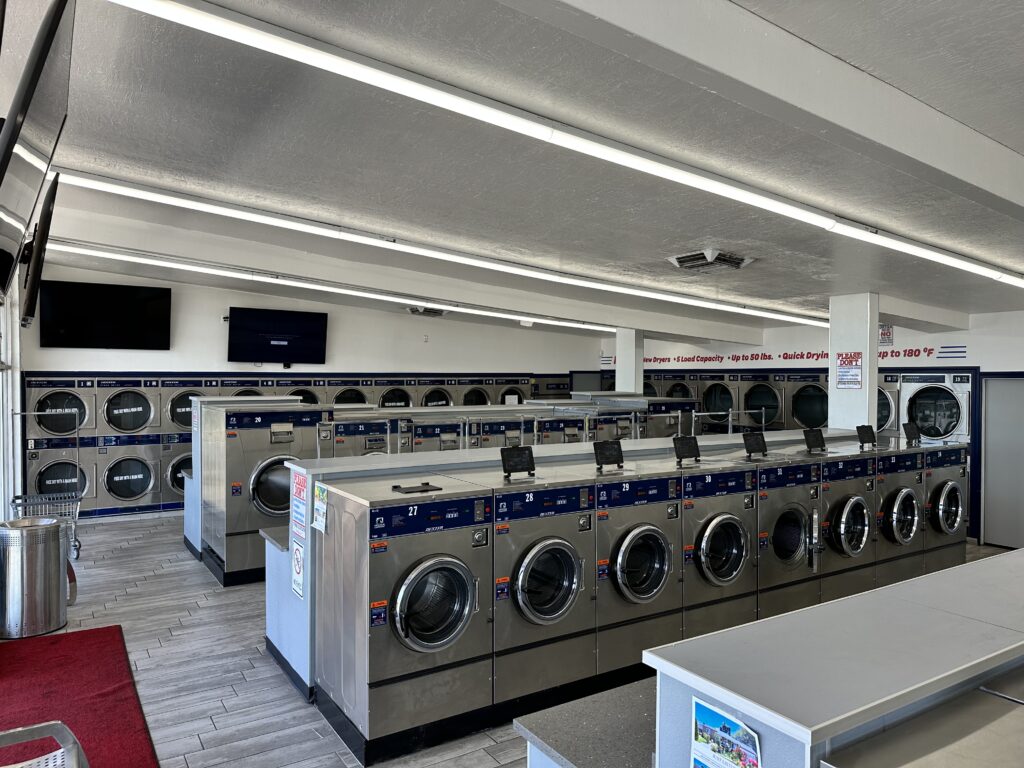 spacious laundromat with ample washers and dryers