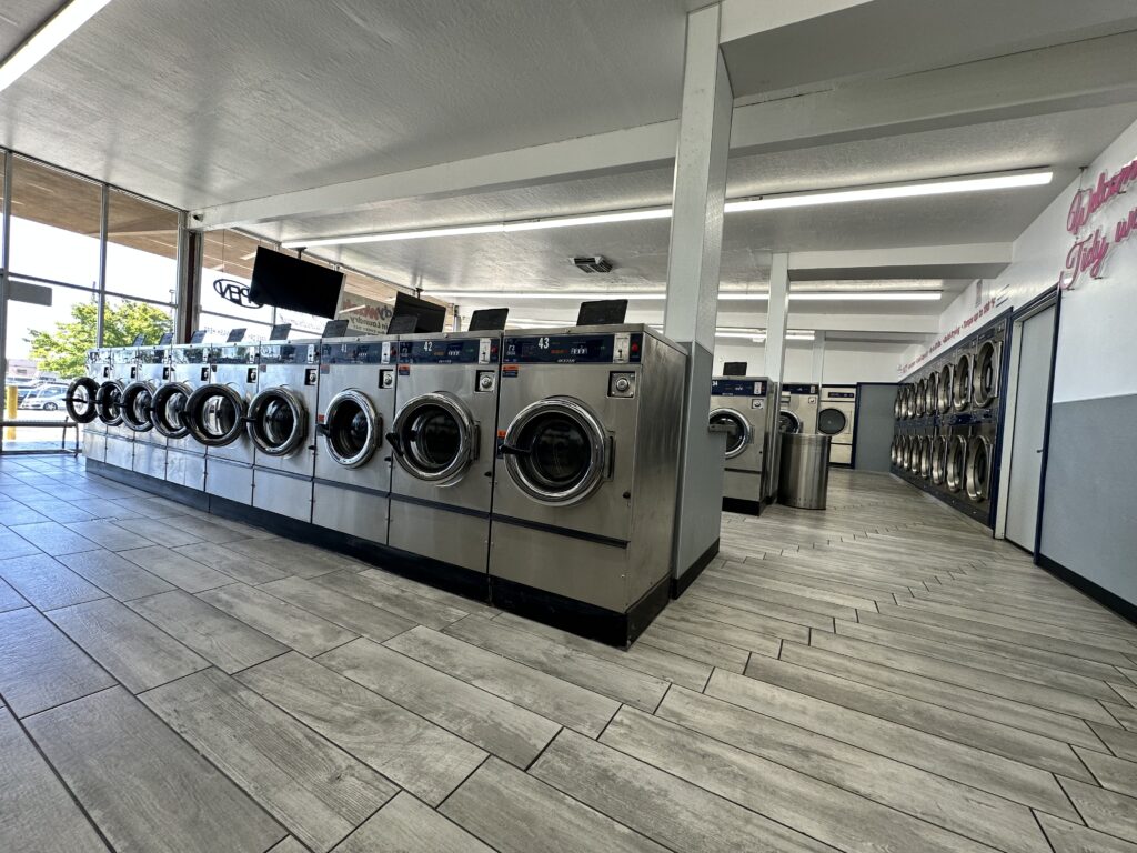 spacious laundromat with ample washers and dryers