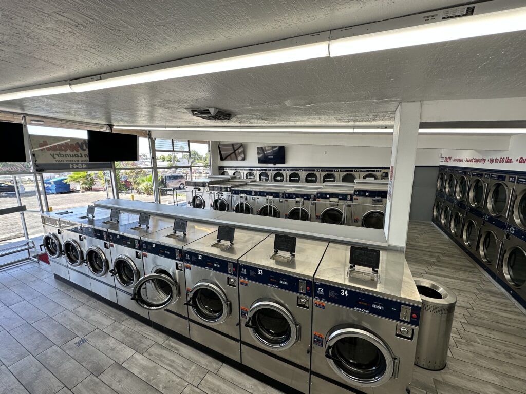 spacious laundromat with ample washers and dryers